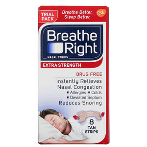Breathe Right Nasal Strips Trial Pack, 8 Tan Strips NEW